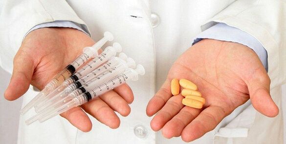 Inyección de medicamentos o administración oral.